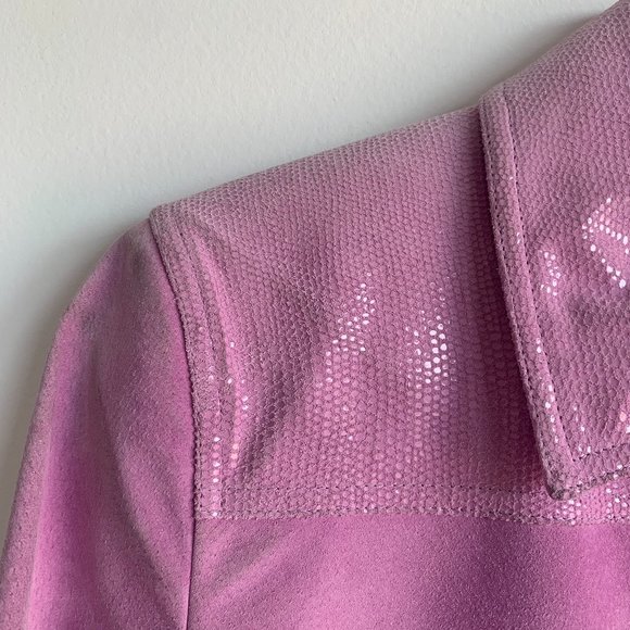 ST JOHNS SPORT MARIE GRAY WOMENS LILAC PURPLE EMBOSSED LEATHER SUEDE JACKET SZ S - Picture 9 of 16